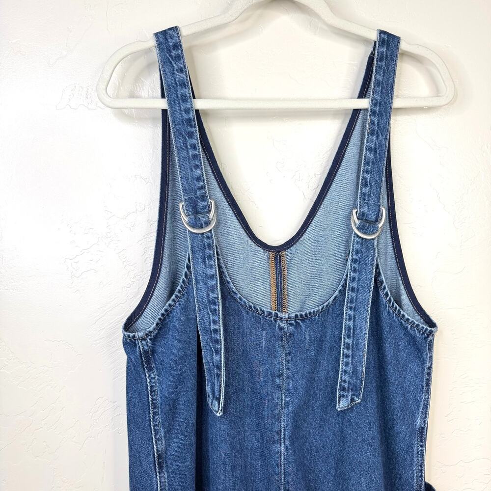 Free People We The Free Sapphire Blue Cotton High Roller Relaxed Denim Jumpsuit - Picture 8 of 10